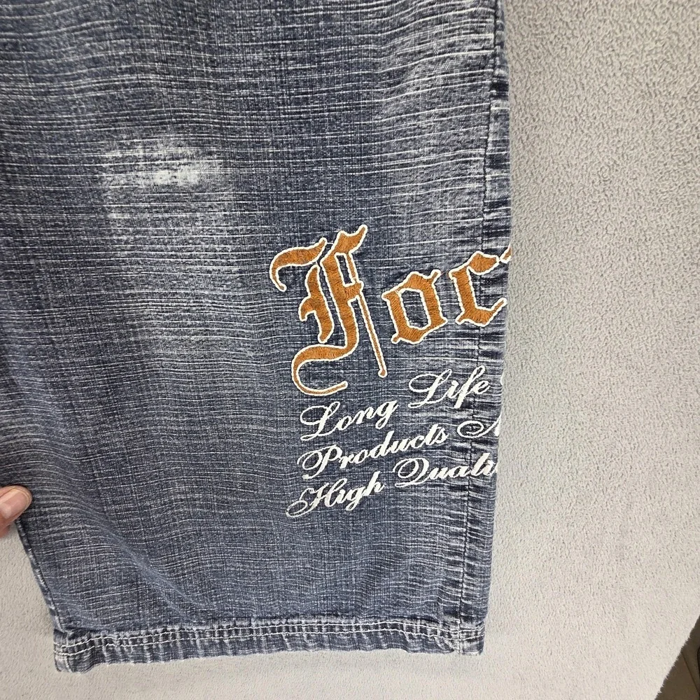 Focus Jeans Shorts Mens 34 Blue Denim Baggy Skater Y2K Hip Hop Grunge